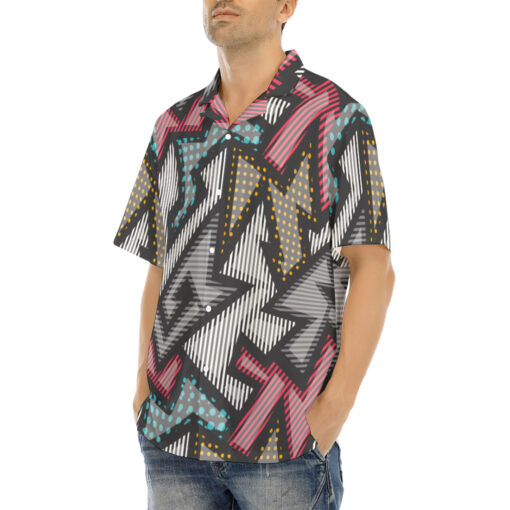 Cloth Grunge Geometric Hawaiian Shirt - Image 3