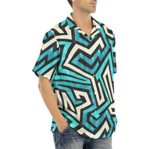 Blue Maze Grunge Hawaiian Shirt - Image 2