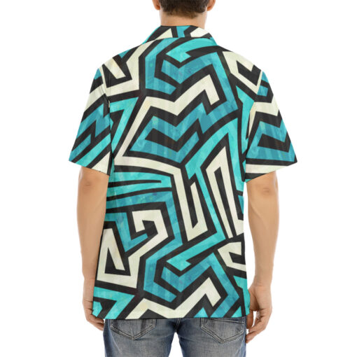 Blue Maze Grunge Hawaiian Shirt - Image 4