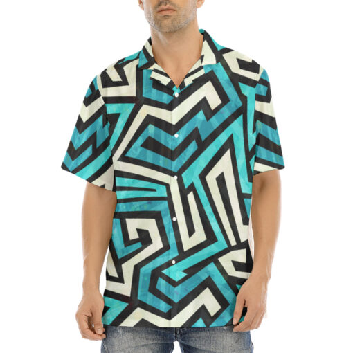 Blue Maze Grunge Hawaiian Shirt