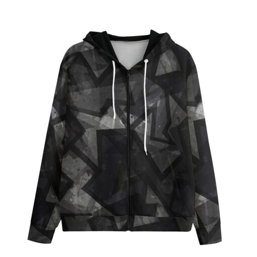 Black Grunge Effect Men's Zip Up Hoodie