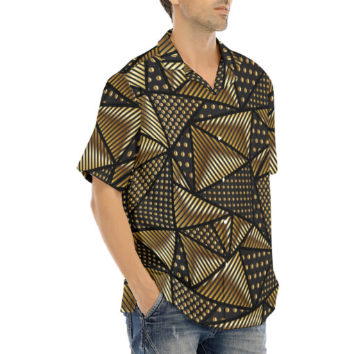 Gold Grunge Triangle Hawaiian Shirt - Image 2