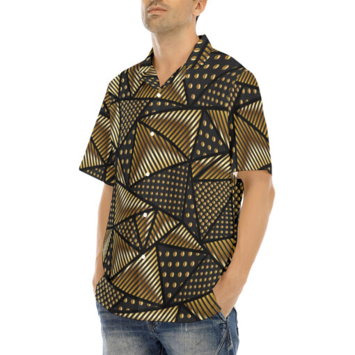 Gold Grunge Triangle Hawaiian Shirt - Image 3