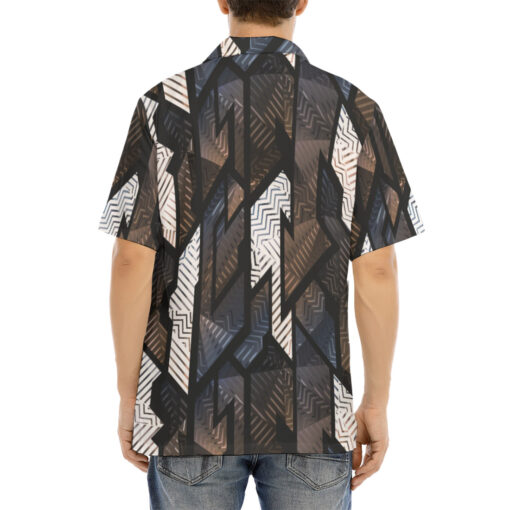 Retro Brown Geometric Hawaiian Shirt - Image 4