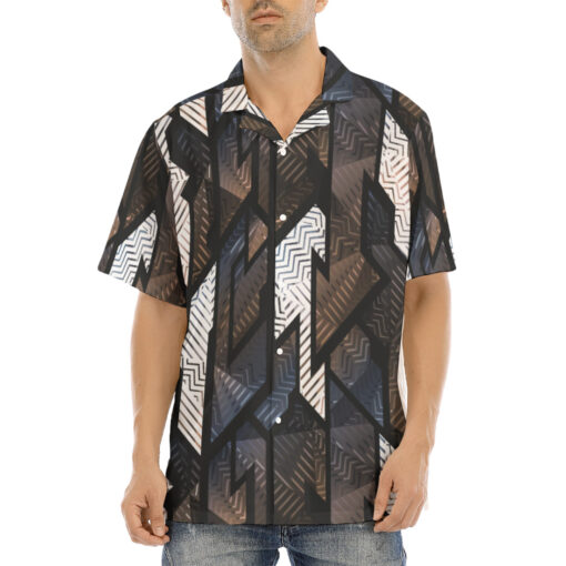 Retro Brown Geometric Hawaiian Shirt