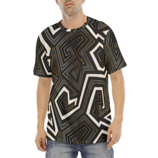 Retro Geometric Gold Frame Men's T-Shirt