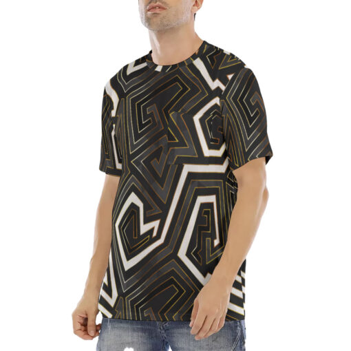 Retro Geometric Gold Frame Men's T-Shirt - Image 2