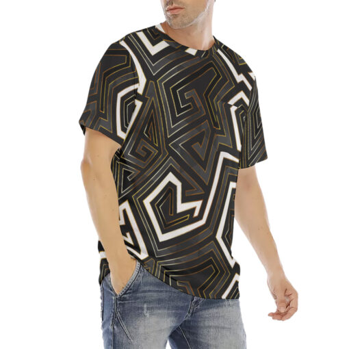 Retro Geometric Gold Frame Men's T-Shirt - Image 3