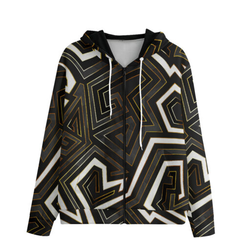 Retro Geometric Gold Frame Men's Zip Up Hoodie