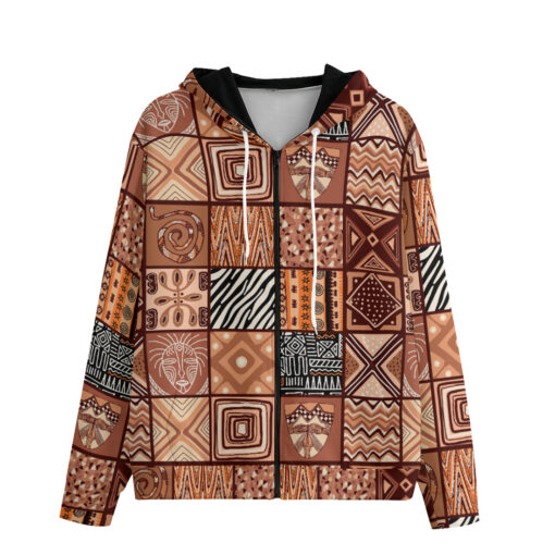 Ethnic Patchwork African Men's Zip Up Hoodie