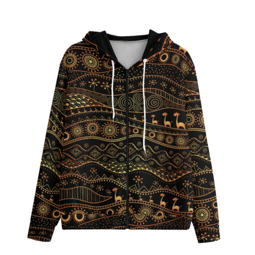 African Ethnic Tribal Men's Zip Up Hoodie