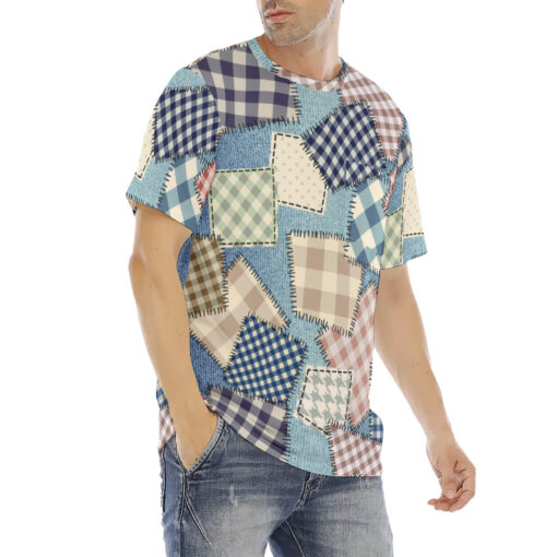 Cloth Patchwork Art Men's T-Shirt - Image 3