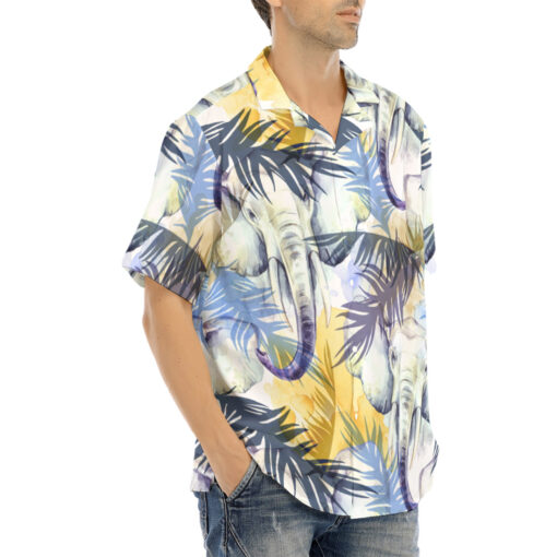 Elephants Exotic Tropical Leaves Hawaiian Shirt - Image 2