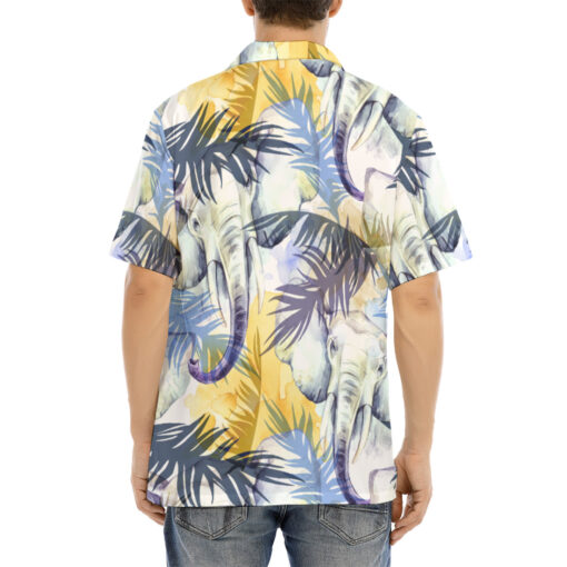 Elephants Exotic Tropical Leaves Hawaiian Shirt - Image 4