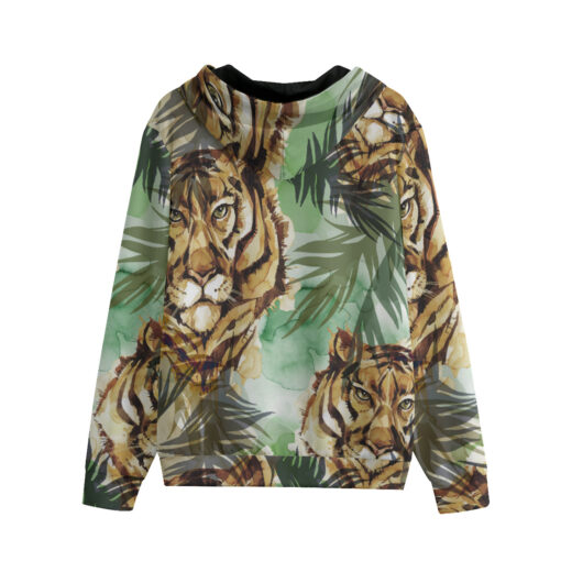 Tigers Exotic Tropical Leaves Men's Zip Up Hoodie - Image 2