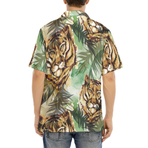 Tigers Exotic Tropical Leaves Hawaiian Shirt - Image 4