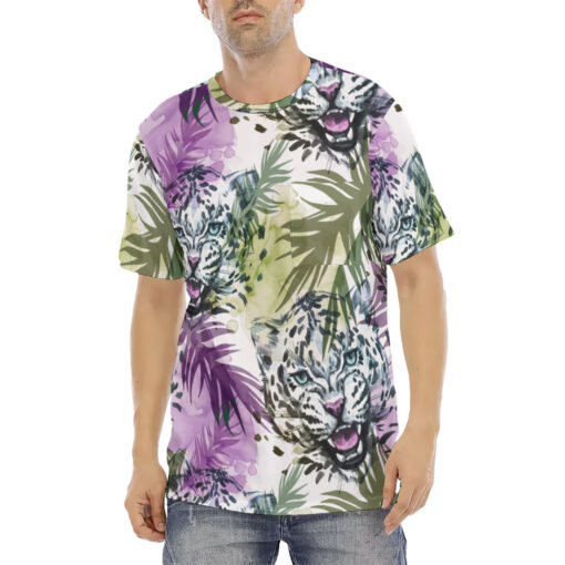 Leopards Exotic Tropical Leaves Men's T-Shirt