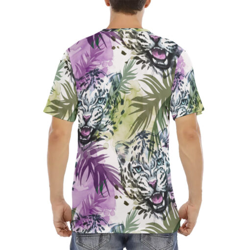 Leopards Exotic Tropical Leaves Men's T-Shirt - Image 4