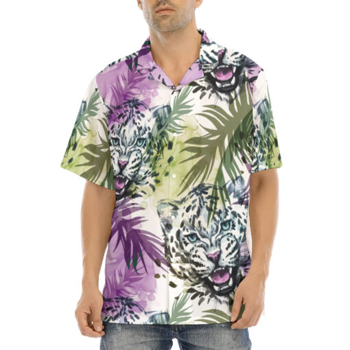 Leopards Exotic Tropical Leaves Hawaiian Shirt