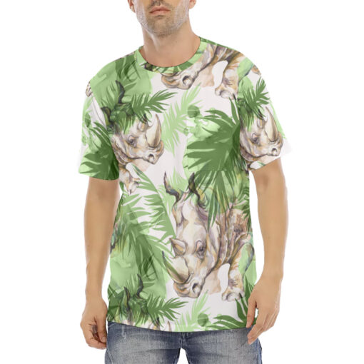 Rhinoceros Exotic Tropical Leaves Men's T-Shirt