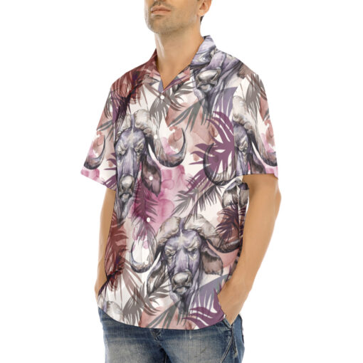 Buffaloes Exotic Tropical Leaves Hawaiian Shirt - Image 3