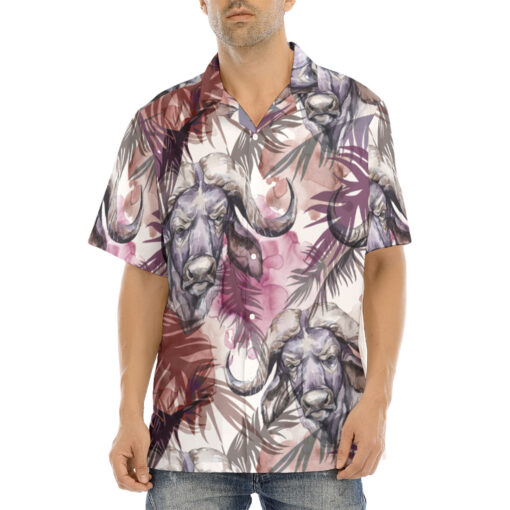 Buffaloes Exotic Tropical Leaves Hawaiian Shirt