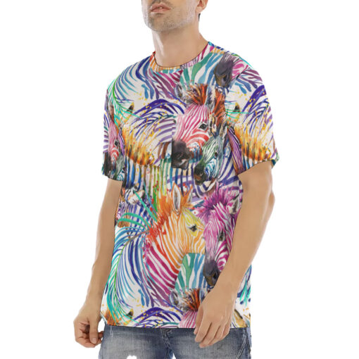 Watercolor Zebra Safari Men's T-Shirt - Image 2