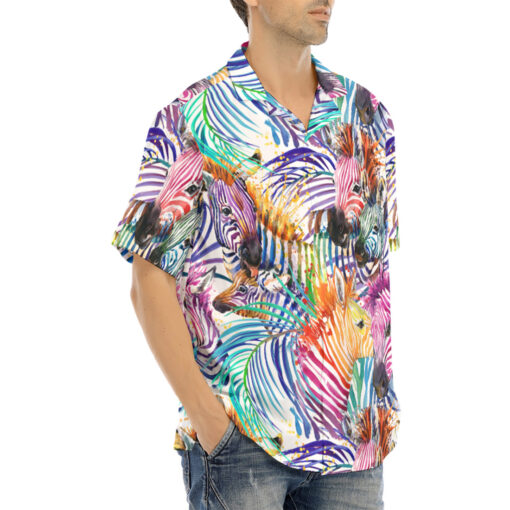 Watercolor Zebra Safari Hawaiian Shirt - Image 2