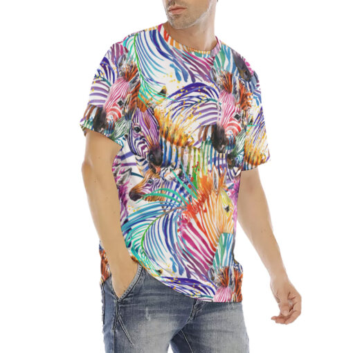 Watercolor Zebra Safari Men's T-Shirt - Image 3