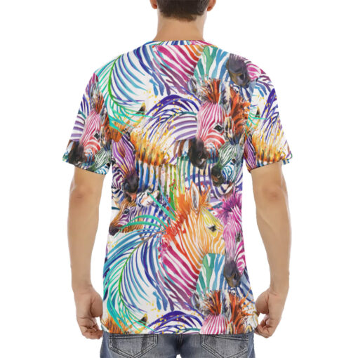 Watercolor Zebra Safari Men's T-Shirt - Image 4