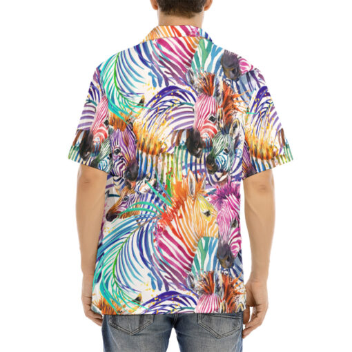 Watercolor Zebra Safari Hawaiian Shirt - Image 4