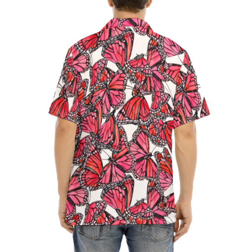 Watercolor Red Butterflies Hawaiian Shirt - Image 4