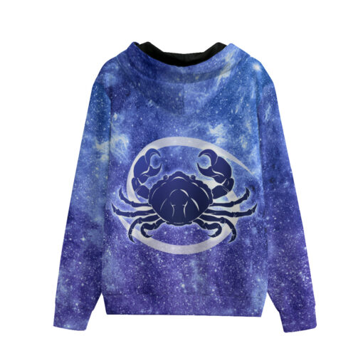 Cancer Astrological Zodiac Sign Men's Zip Up Hoodie - Image 2