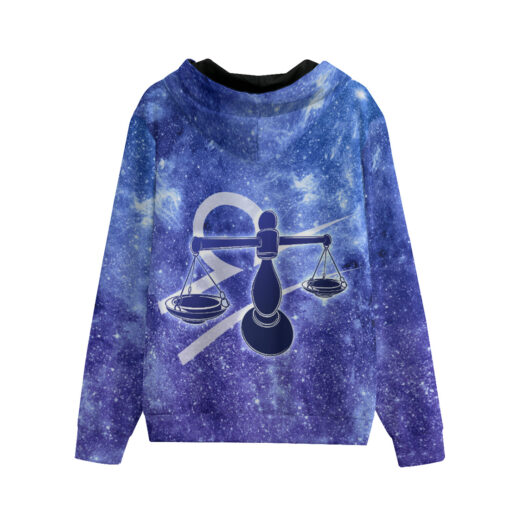 Libra Astrological Zodiac Sign Men's Zip Up Hoodie - Image 2