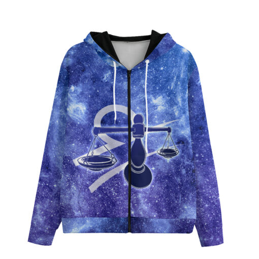 Libra Astrological Zodiac Sign Men's Zip Up Hoodie