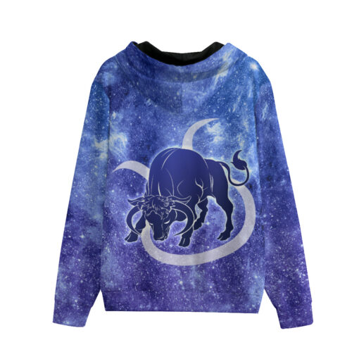 Taurus Astrological Zodiac Sign Men's Zip Up Hoodie - Image 2