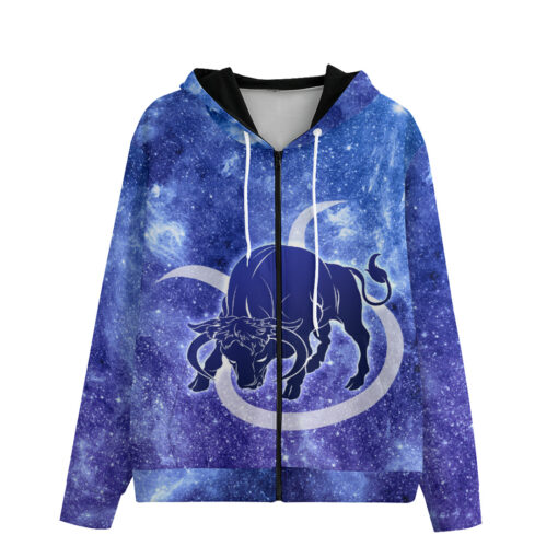 Taurus Astrological Zodiac Sign Men's Zip Up Hoodie