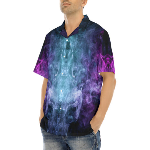 Pink Blue Cloud Smoke Hawaiian Shirt - Image 3