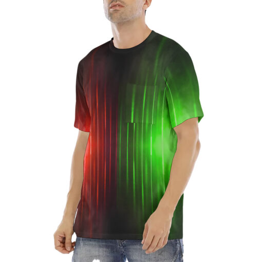 Red Green Smoke Neon Light Men's T-Shirt - Image 2