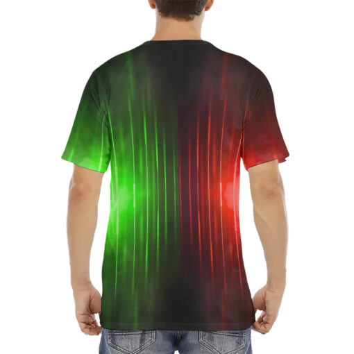 Red Green Smoke Neon Light Men's T-Shirt - Image 4