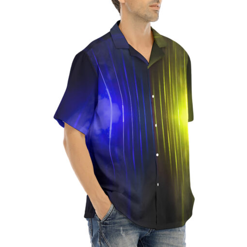 Blue Yellow Smoke Neon Light Hawaiian Shirt - Image 2