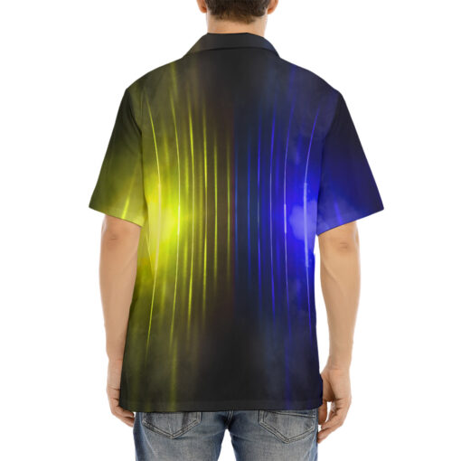 Blue Yellow Smoke Neon Light Hawaiian Shirt - Image 4