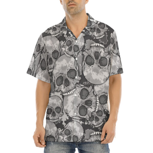 Gray Skulls Camouflage Hawaiian Shirt