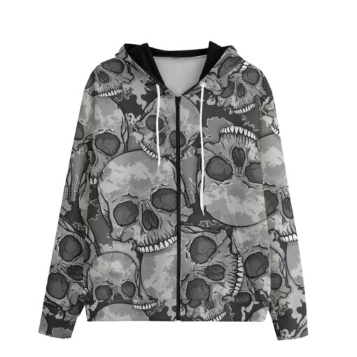 Gray Skulls Camouflage Men's Zip Up Hoodie