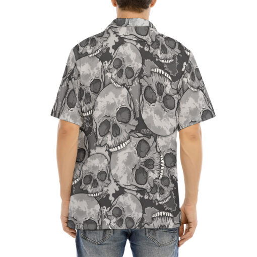 Gray Skulls Camouflage Hawaiian Shirt - Image 4