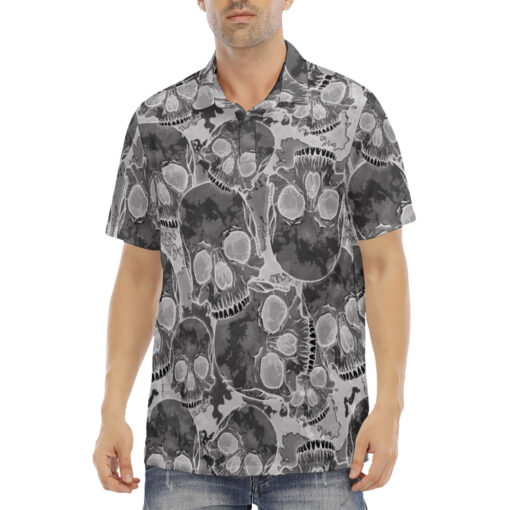 Inverted Skulls Camouflage Velvet Polo Shirt - Image 2