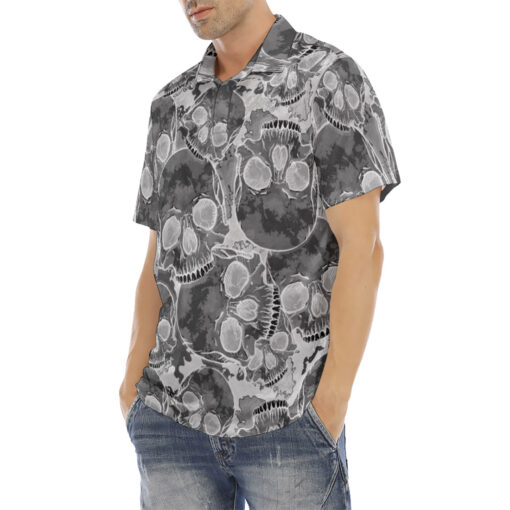 Inverted Skulls Camouflage Velvet Polo Shirt