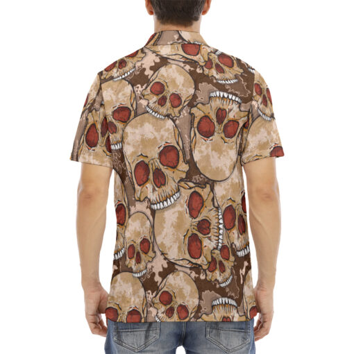 Red Skulls Camouflage Velvet Polo Shirt - Image 4