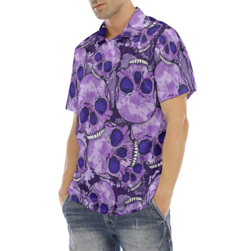 Purple Skulls Velvet Polo Shirt