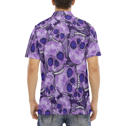 Purple Skulls Velvet Polo Shirt - Image 4